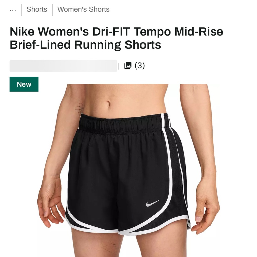 Nike Women's Black Tempo Athletic Shorts